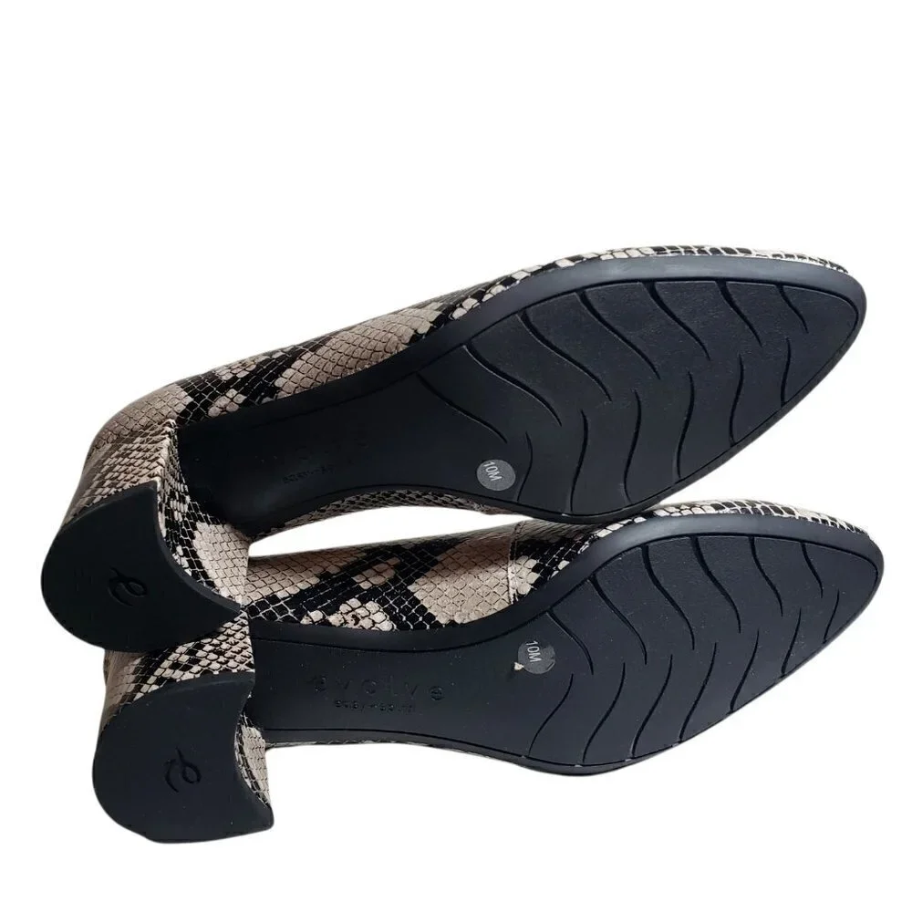 Easy Spirit Women Snake Print Almond Toe Slip On Leather Pump Heels Shoes Sz 10M